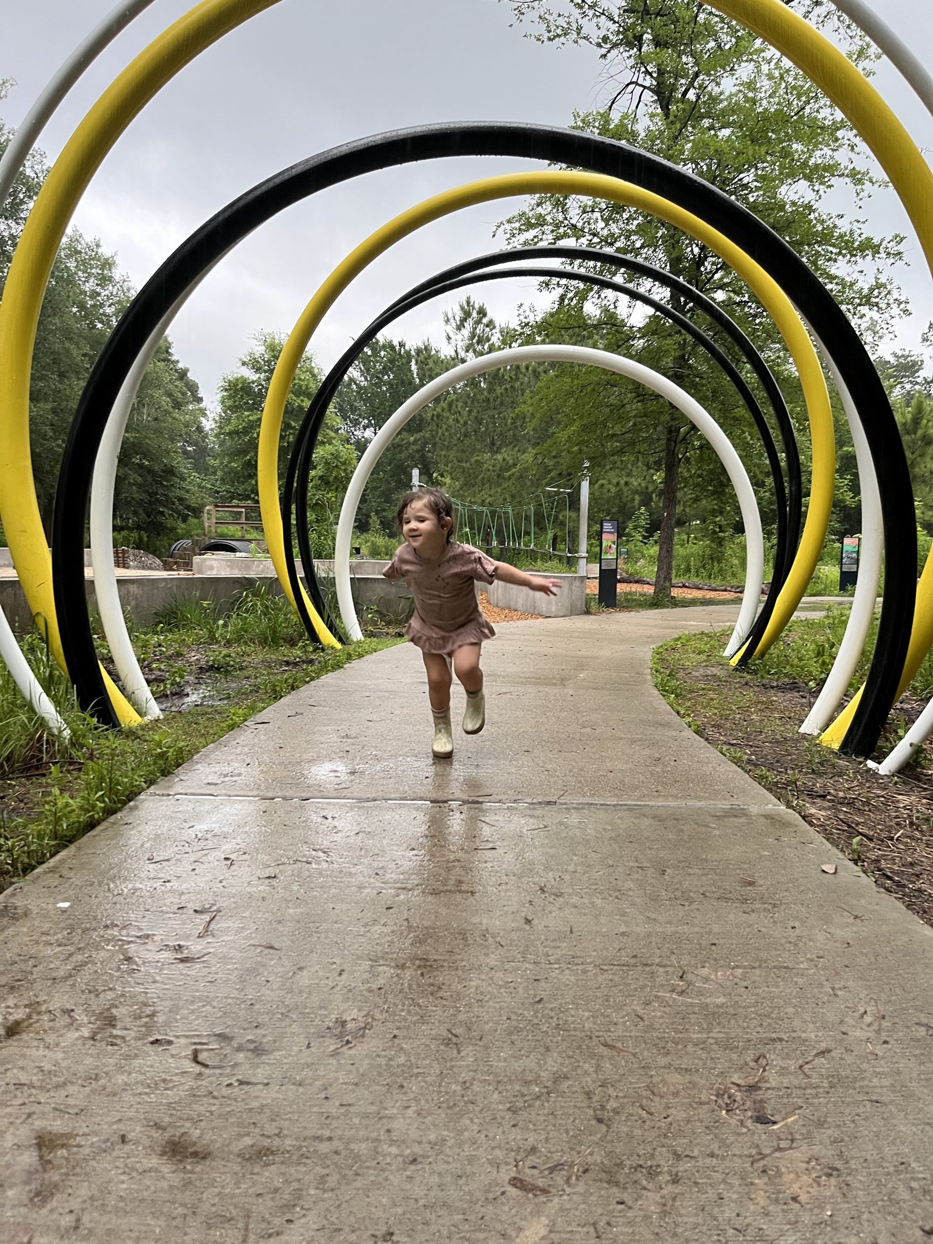 Girl running in rain