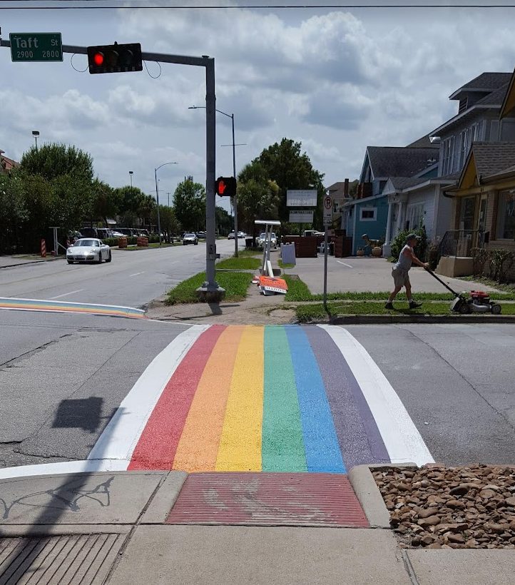 rainbow cross walks in Montrose neighborhood